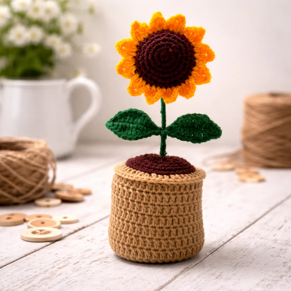 Crochet Sunflower Pot - Image 2