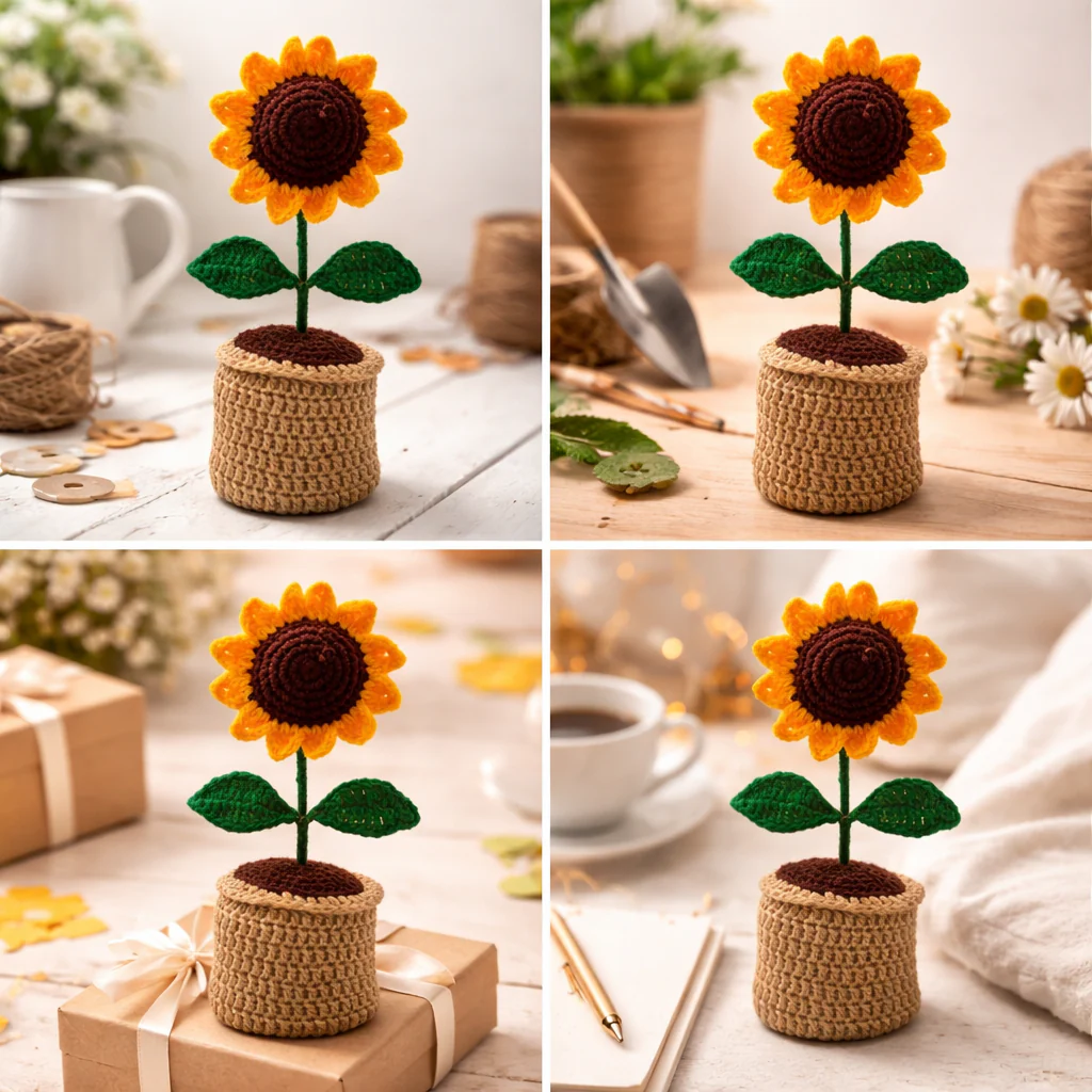 Crochet Sunflower Pot - Image 3