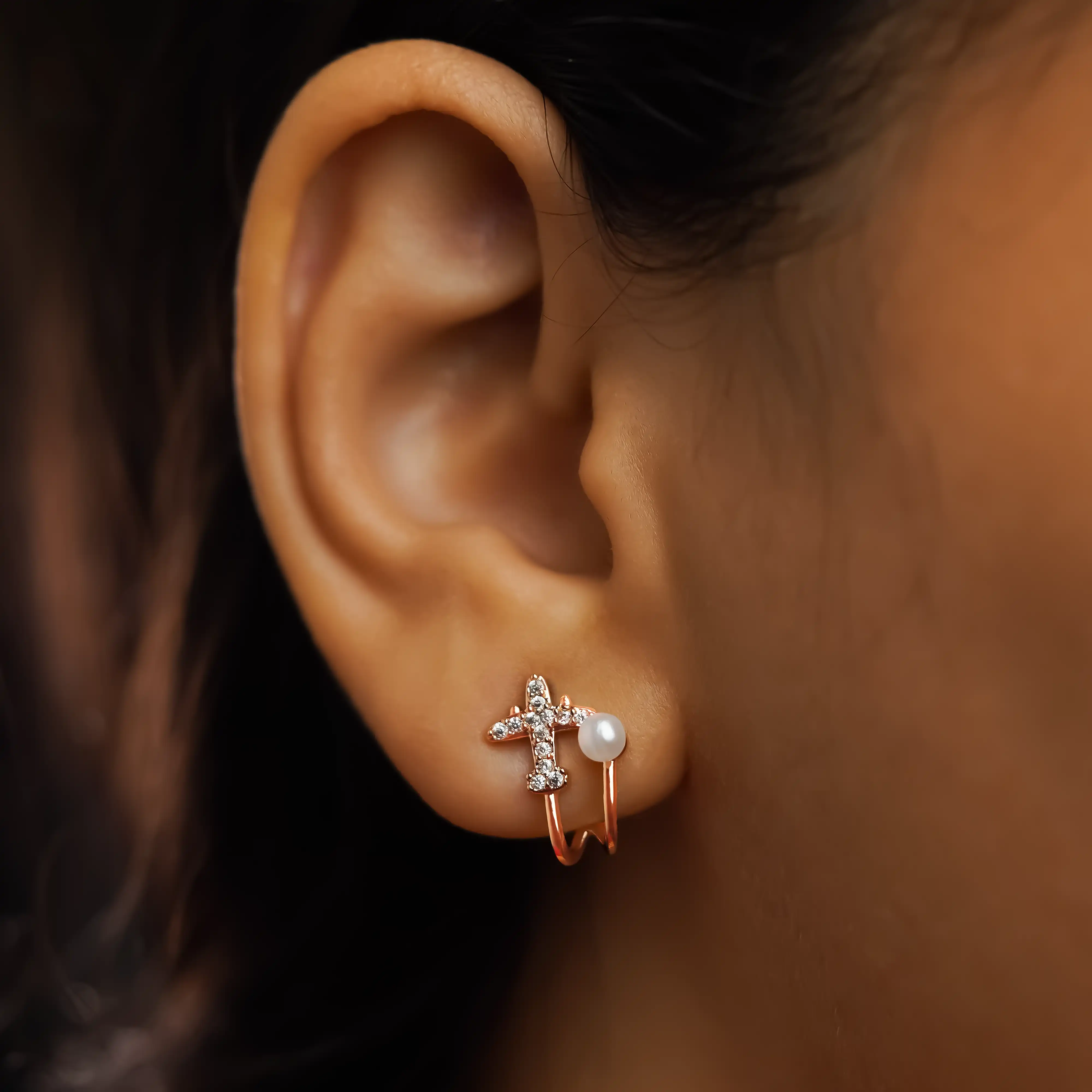 Pearl Aeroplane Earrings - Image 4