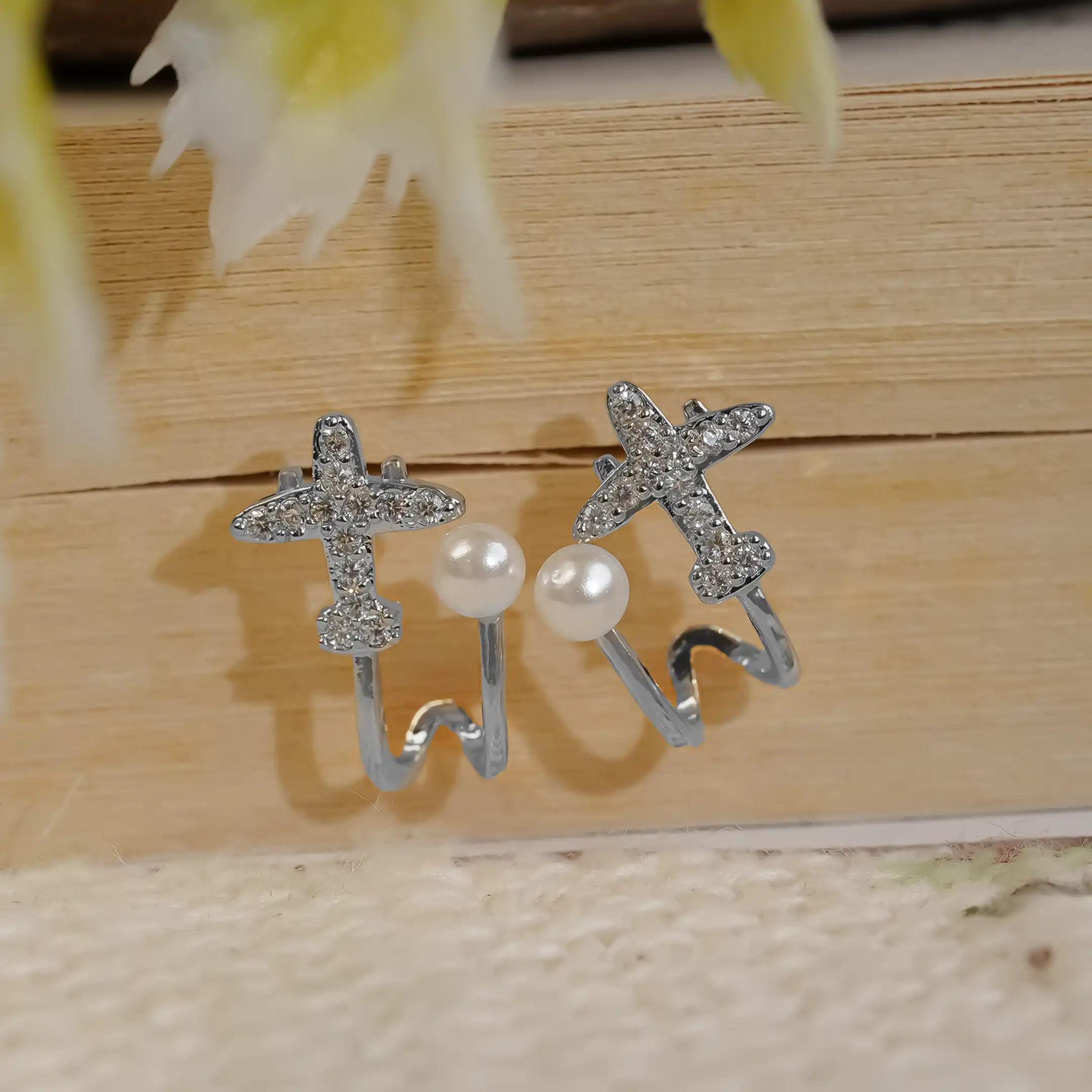 Pearl Aeroplane Earrings - Image 5